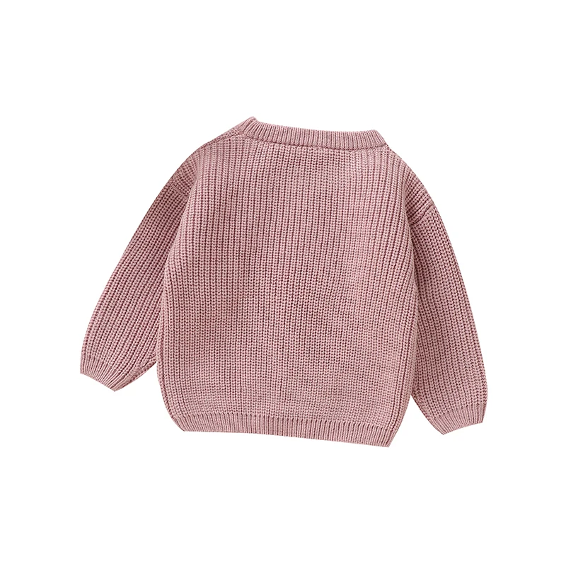 Baby Girls Sweaters Clothes Spring Autumn Casual Crew Neck Long Sleeve Knit Newborn Pink Pullovers Jumper Winter Infant Knitwear