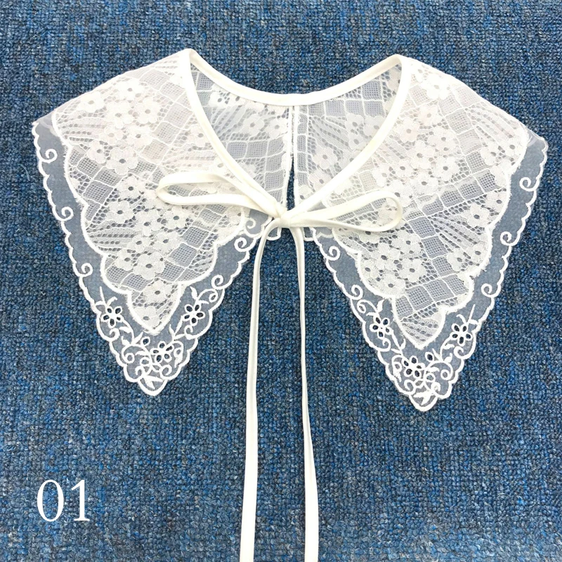 Women Shirt Accessories Doll Collar Flower Bow Embroidered Detachable Lace Necks Versatile Clothes Blouse Sweaters Fake Collar