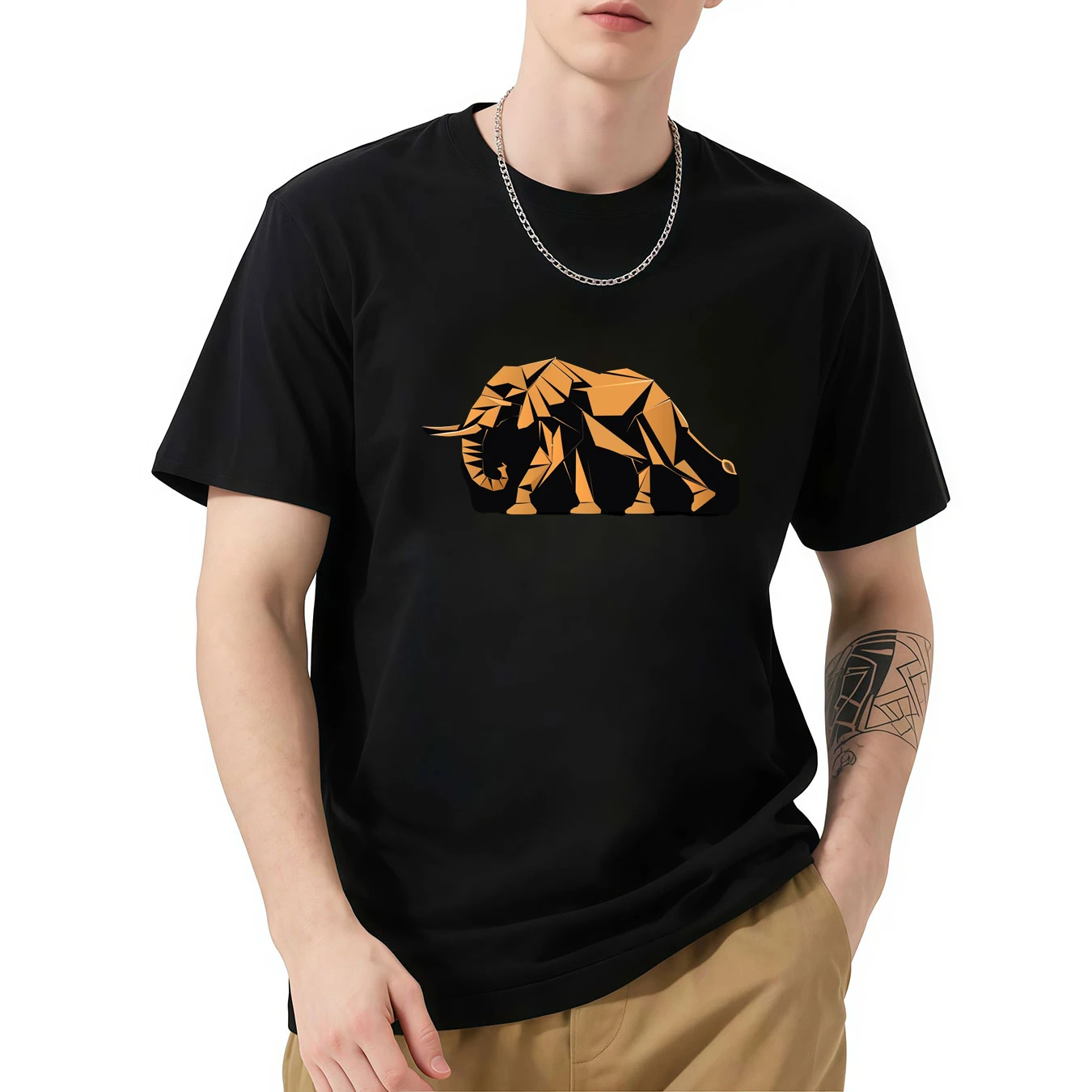 

Мужская футболка с коротким рукавом и принтом этнической маски, повседневная удобная футболка, уникальный топ с графическим рисунком в этническом стиле для повседневного ношения