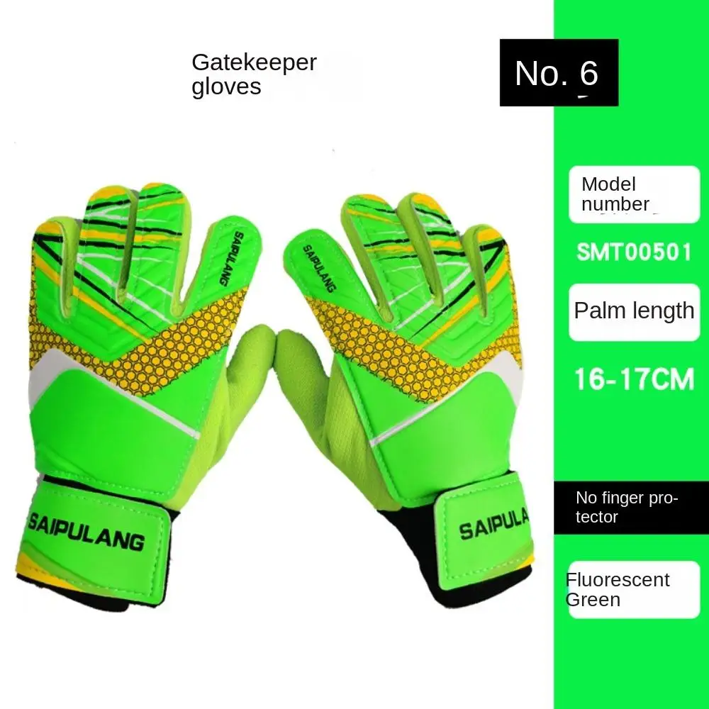 1 Pair Latex Soccer Goalie Gloves Protective Fingers Wear-Resistant Game Goalkeeper Gloves Cushioning Size 5-7