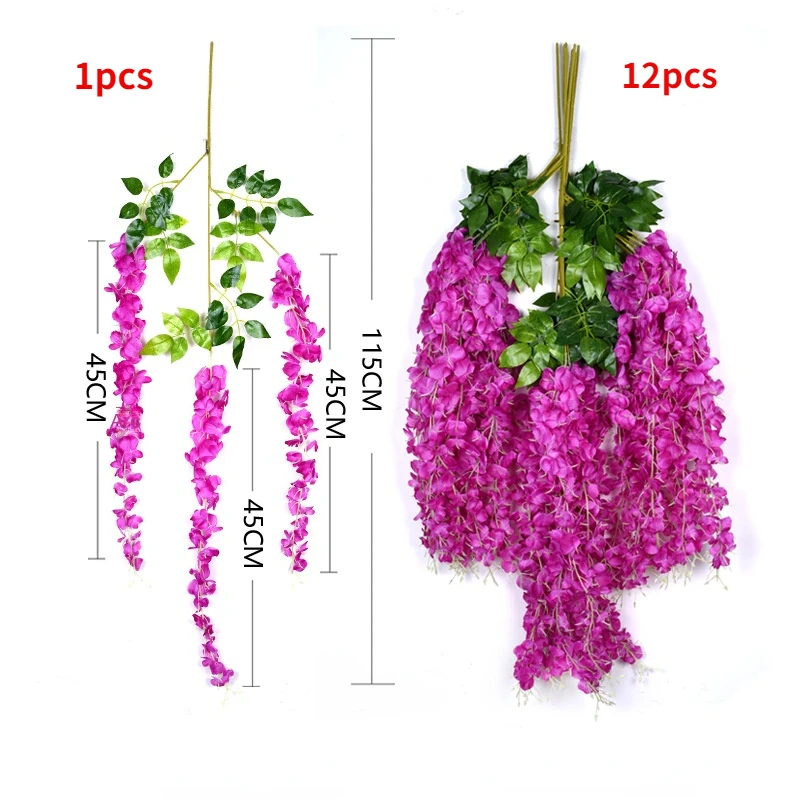 36 pcs Wisteria Artificial Flowers Wholesale For Home Wedding Decoration Hanging Artificial Flowers Wisteria Garland Ivy Vine