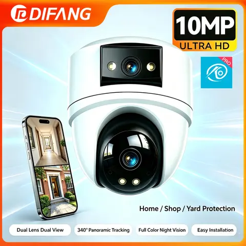 10MP Dual Screen WiFi Camera 360° WiFi Indoor Pet Camera with Night Vision and 2-Way Audio,360° Wide Angle