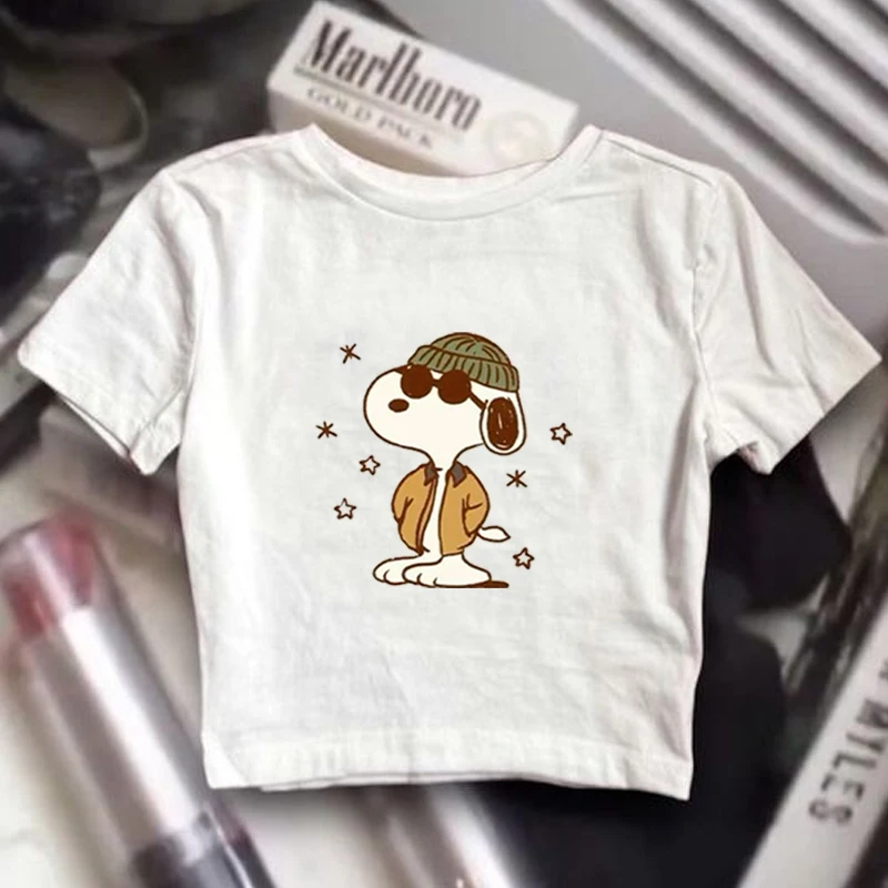 스누피와 찰리 다크 브라운 만화 애니메이션 Y2K 티셔츠 프린트 패션 캐주얼 클래식 의류, 아메리칸 스타일 여름