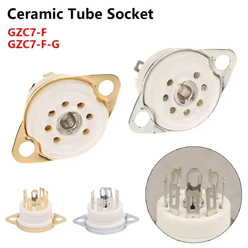 1Pcs PCB Mount Ceramic Tube Socket 7Pin B7G DIY Valve Base Tin-Plated GZC7-F GZC7-F-G