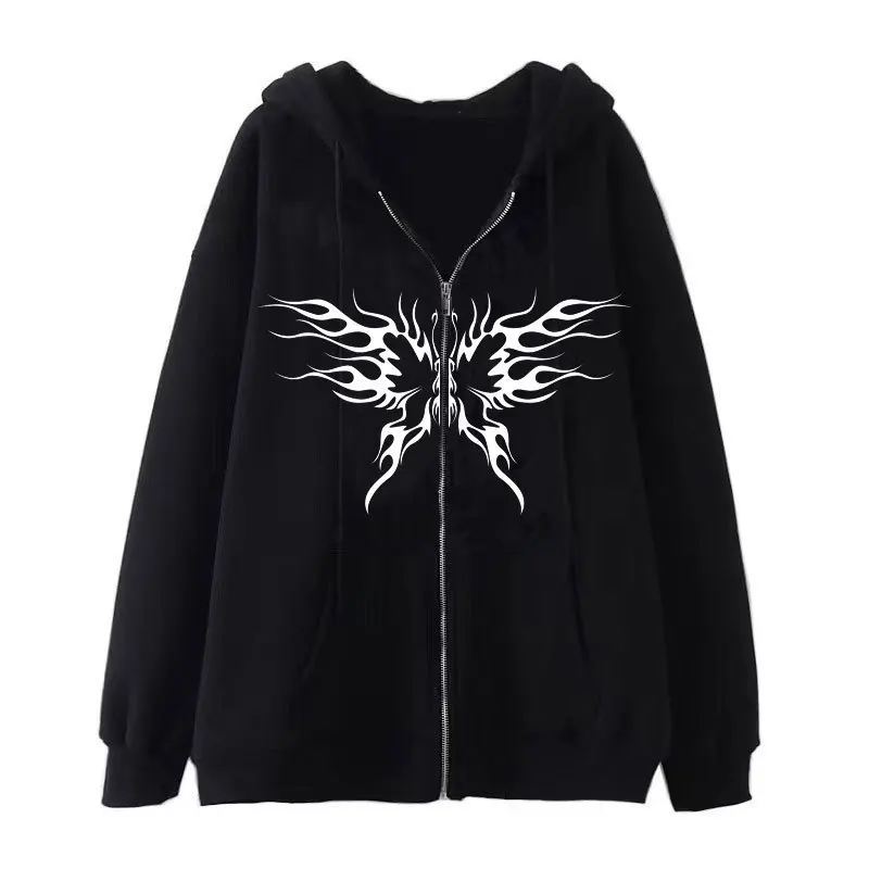 

Готическая толстовка с капюшоном на молнии, с принтом скелета, для женщин, больших размеров, спортивная, повседневная, из хлопка