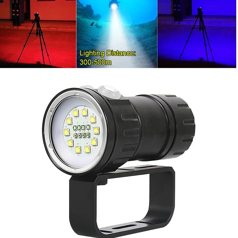 

Professional QH18 Diving Flashlight Underwater 80m Camera Light 120W 12000Lumen LED Flash light Dive Torch for Video Fill Light