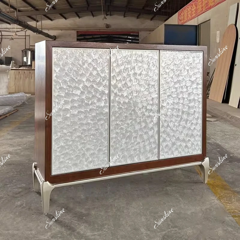 

American black walnut shell entryway, living room entrance, three-door storage sideboard