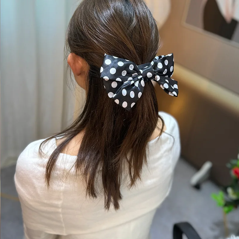 

Polka dot double-sided bow grab clip shark clip large high-end disc hair clip back head headdress hair accessories hair grab