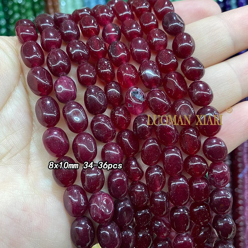 Natürliche Chalcedon Dunkelrot Rubin Farbe Stein Unregelmäßige Chips Lose Spacer Perlen für Schmuck Machen Diy Ohrringe Zubehör – Detail 2