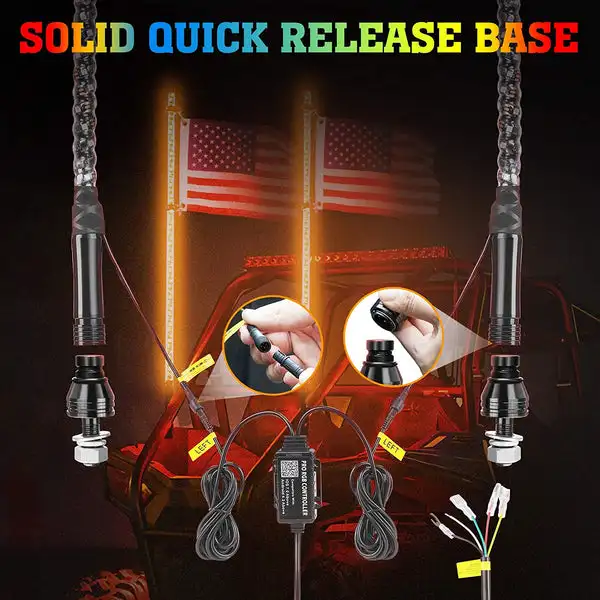 Customized 2/3/4/5/6FT Superbright Dance Led Whip Lights with Turn Signal for rzr, can-am,utv