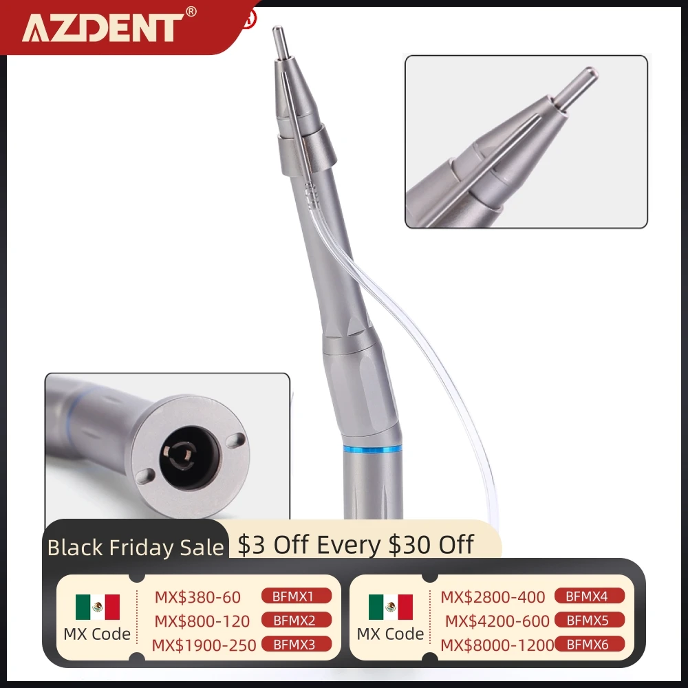 AZDENT Dental Low Speed Surgical Handpiece 20 Degree Dentistry Implant Equipment 1:1 Drive Straight Head Operation Handpiece