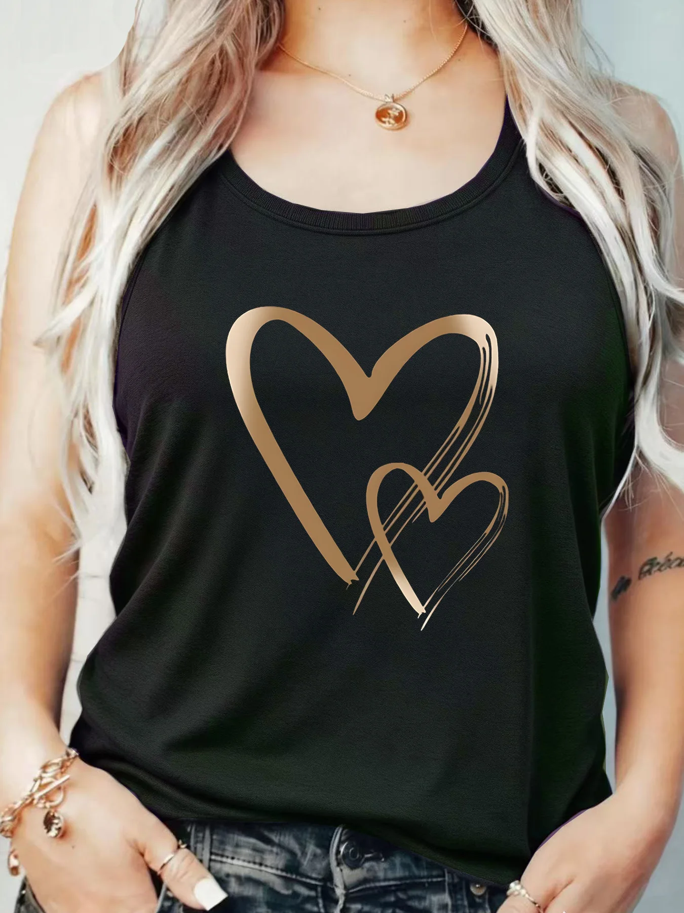 

Loose Fit Printed Pocket T-Shirt for Women with Ribbed Collar round Neck 1-8XL plus Size Comfortable Casual Vest