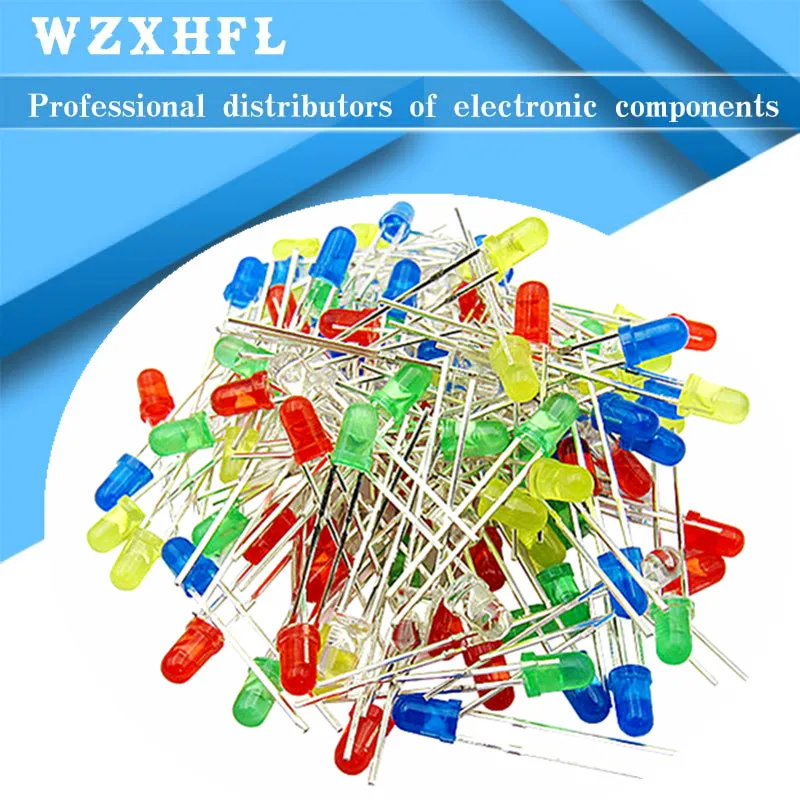 

100 шт., разнообразные светодиоды 3 мм, 5 видов X 20 шт. = 100 шт.