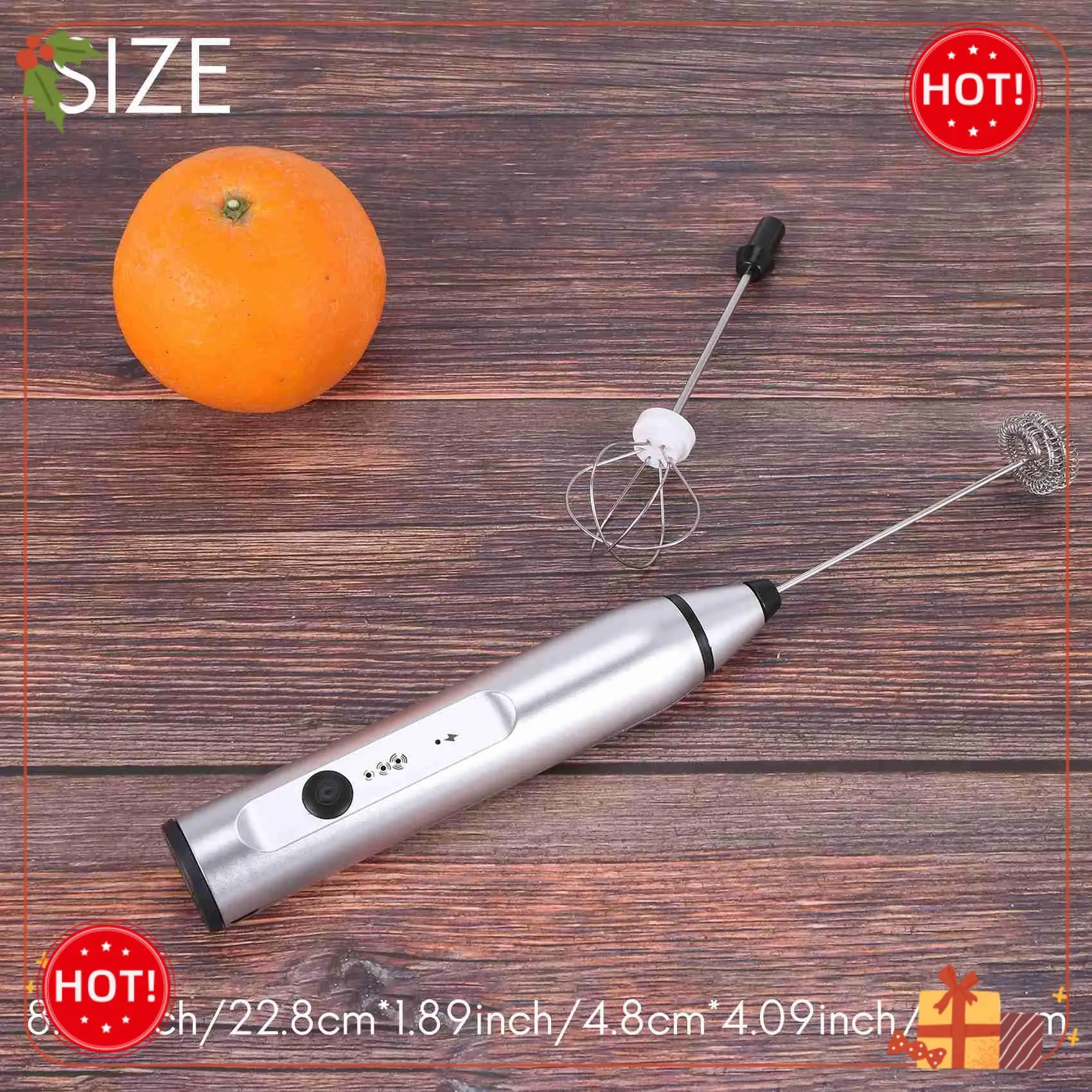 ABLE-Rechargeable Electric Milk Frother With 2 Whisks, Handheld Foam Maker For Coffee, Latte, Cappuccino, Hot Chocolate, Durable