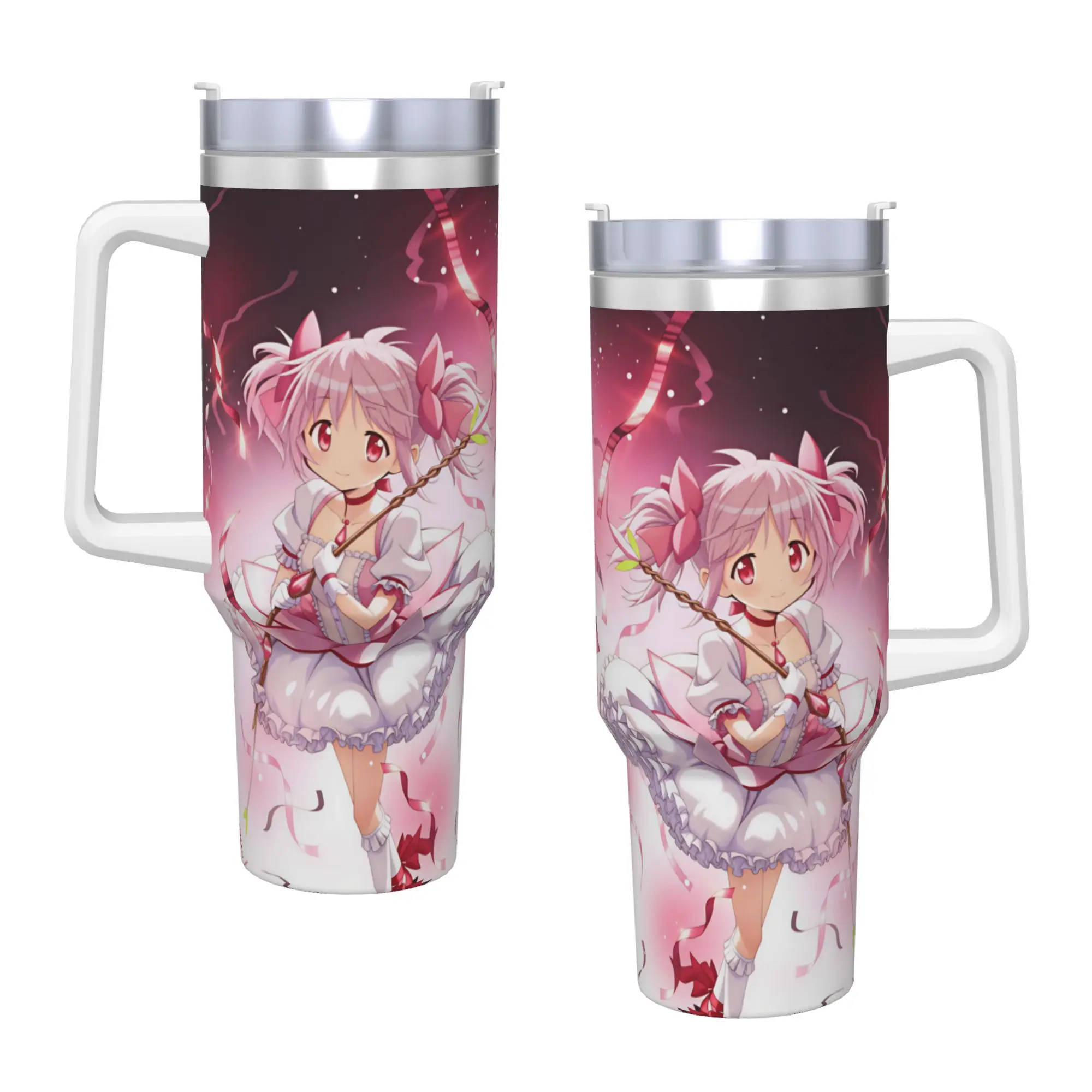 Anime Puella Magi Madoka Magica Tumbler  Cold Drink Water Bottle Portable Stainless Steel Coffee Mug Graphic Travel Mugs Cup