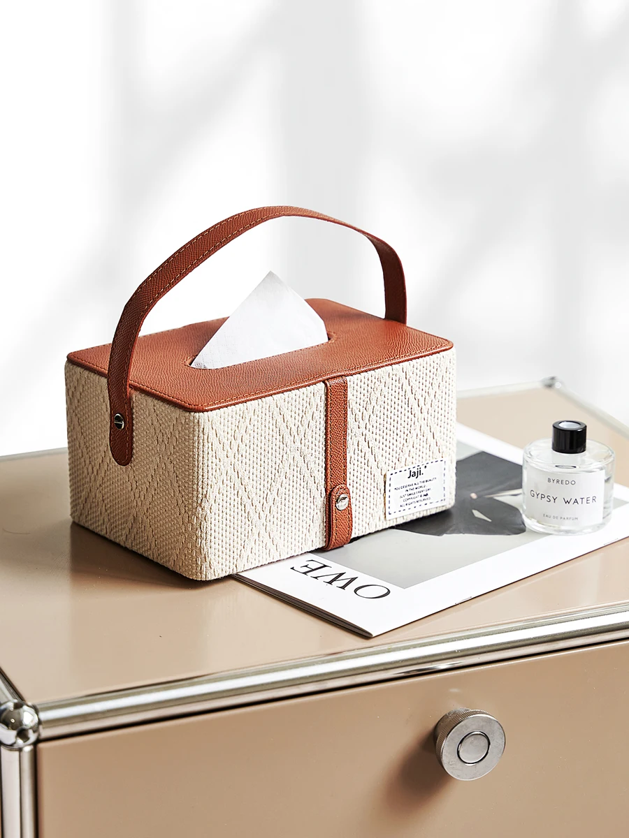 

Винтажная кожаная коробка для салфеток, коричневая, тканевая, для гостиной, столовой, прямоугольная, органайзер для дома, решение для хранения