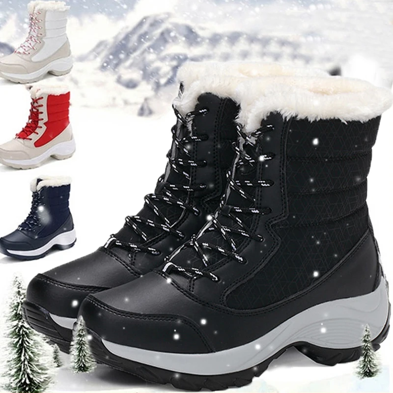 Snow Women Boots Fashion Boots Ladies Platform Shoes Woman Soft Keep Warm Women Shoes New Flat Botas Mujer Women's Winter Shoes