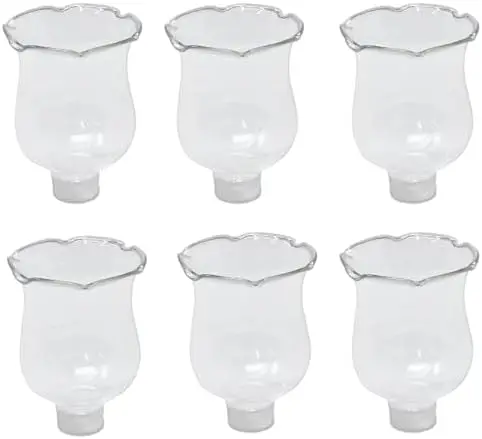 

Clear Glass Votive Cups with Peg - Pack of 6 for Candelabra, Shabbat, Home Décor (3.25")