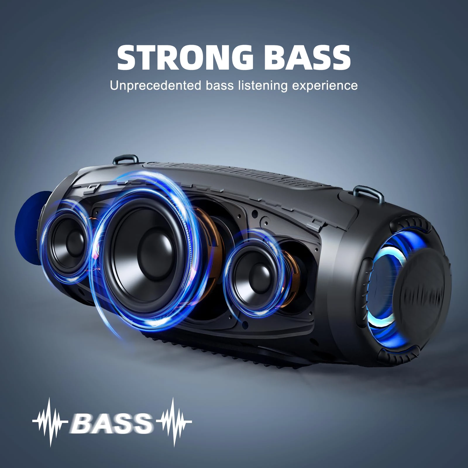 Ortizan M8 80W Wireless Speaker Powerful Sound and Deep Bass IPX7 Waterproof Deep Bass, RGB Lights