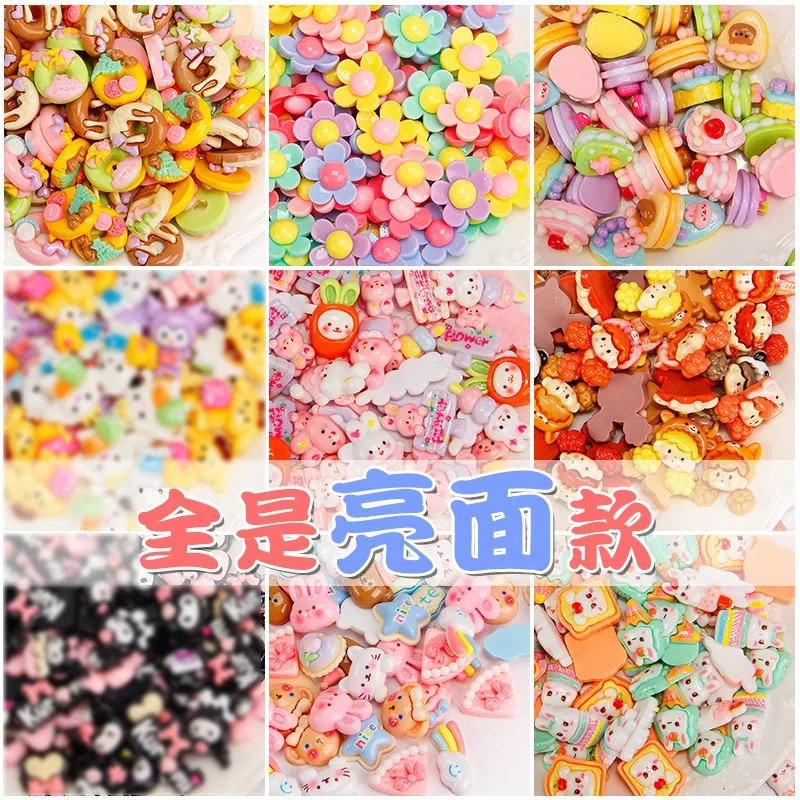 Cartoon Bright Resin Mixed Wholesale Jewelry Accessories Cream Gel Hair Clip Handmade DIY Cartoon Sanrio Kuromi Hello Kitty