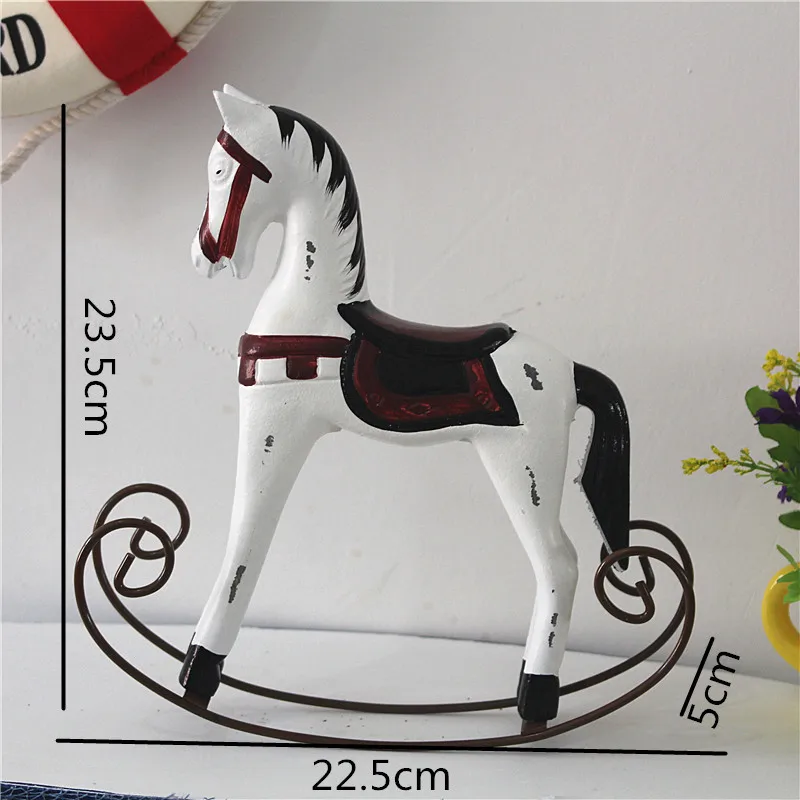 [MGT]Modern Europe Style Trojan Horse Statue Wedding Decor Wood Horse Retro Home Decoration Accessories Rocking Horse Ornament