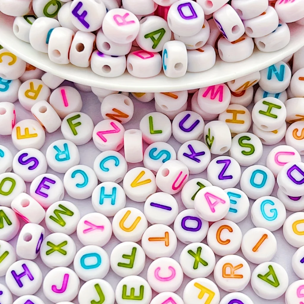 100/200Pcs Acrylic Alphabet Beads, Random Letters, Vowel Letter Beads, Handmade DIY Jewelry Accessories for Phone Chain, Necklac