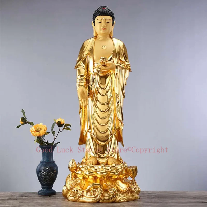 3P Large Buddhism high grade gold gilding brass Standing Guan yin Mahasthamaprapta Buddha HOME shrine protection FENG SHUI 48CM