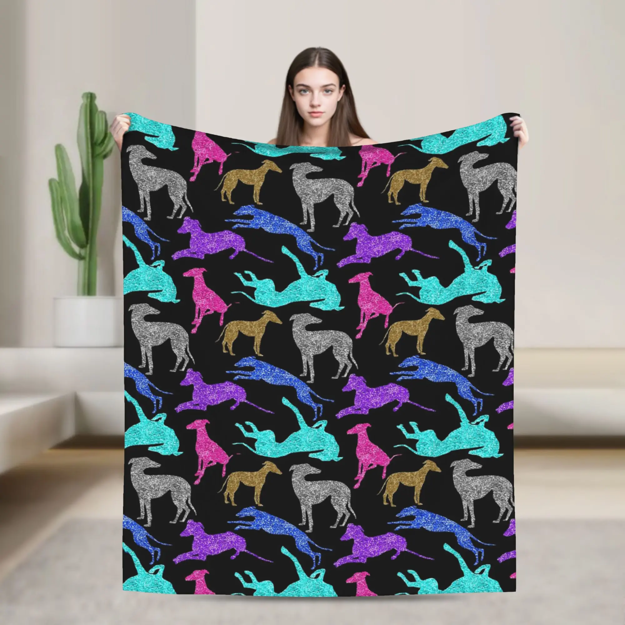 Greyt Greyhound Combo Flannel Blankets Whippet Sighthound Dog Novelty Throw Blanket for Home Hotel Sofa  125*100cm Bedspreads