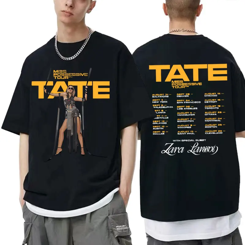 

Singer Tate Mcrae Miss Possessive World Tour T-shirt Men's Women Clothing Short Sleeve Oversized T Shirt Male Fashion Streetwear