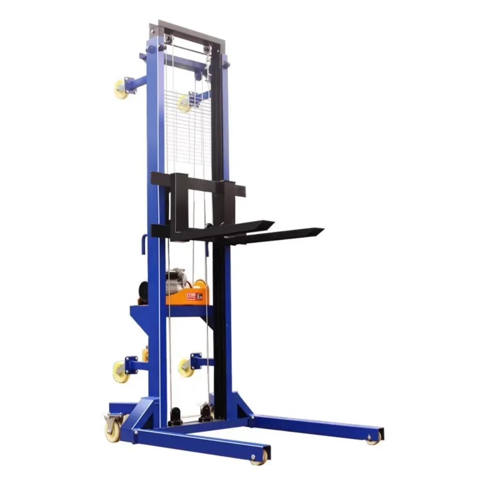 

Remote control automatic lifting of mobile hoist of electric brick loader on site