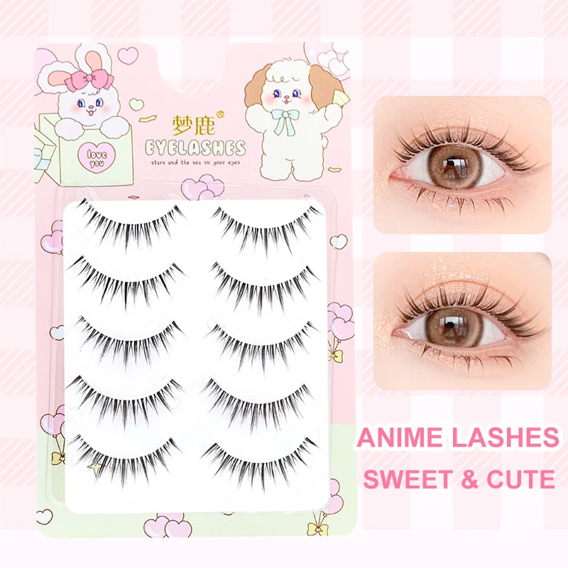 Manga Lashes Natural Look False Eyelashes Anime Lashes Mink Wispy Fluffy Spiky 3D Volume Eyelashes Pack Korean Makeup