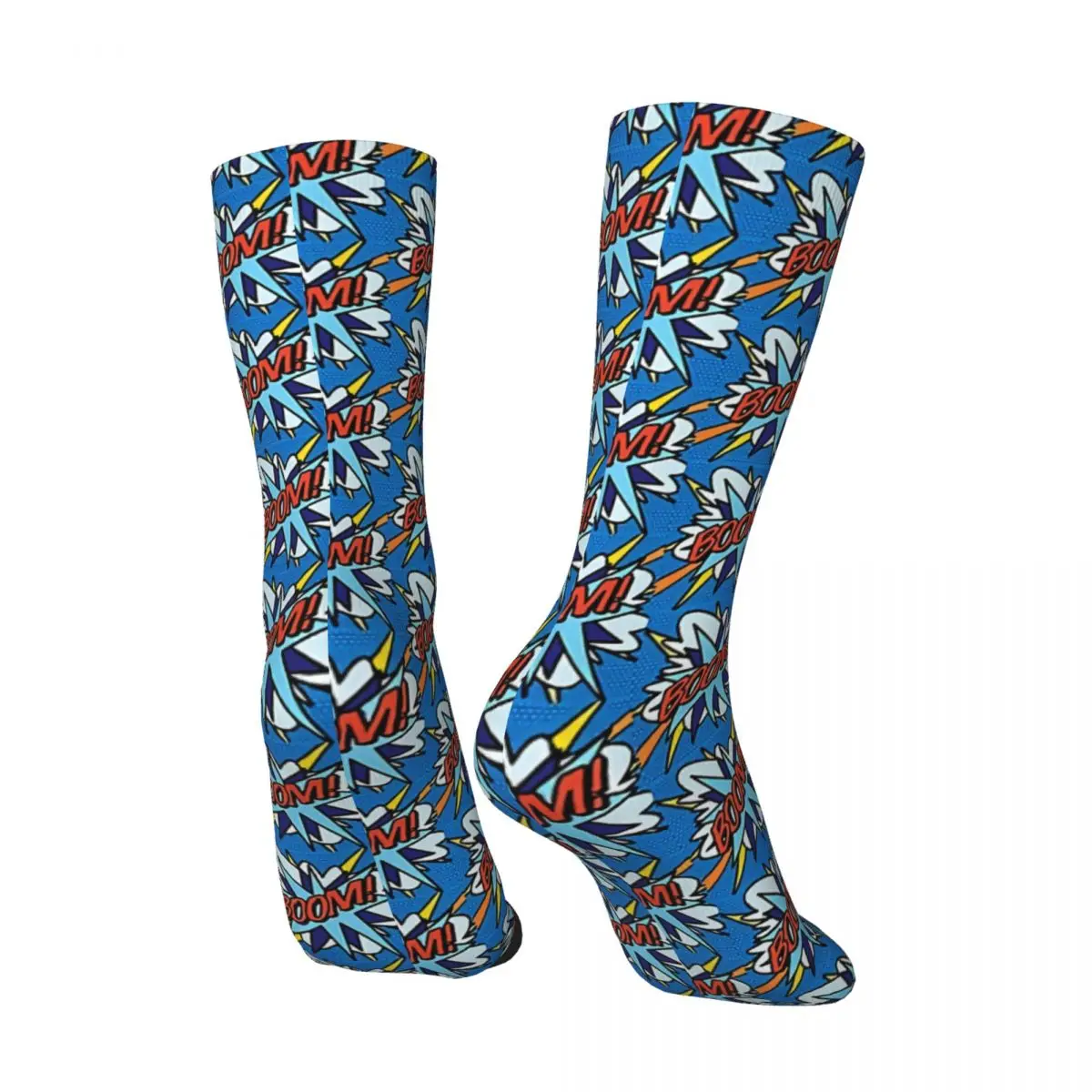 Happy Vintage BOOM Comic Book Pop Art Modern Fun Retro Crazy Men's Socks Unisex Comic Book Lover Street Style Pattern Crew Sock