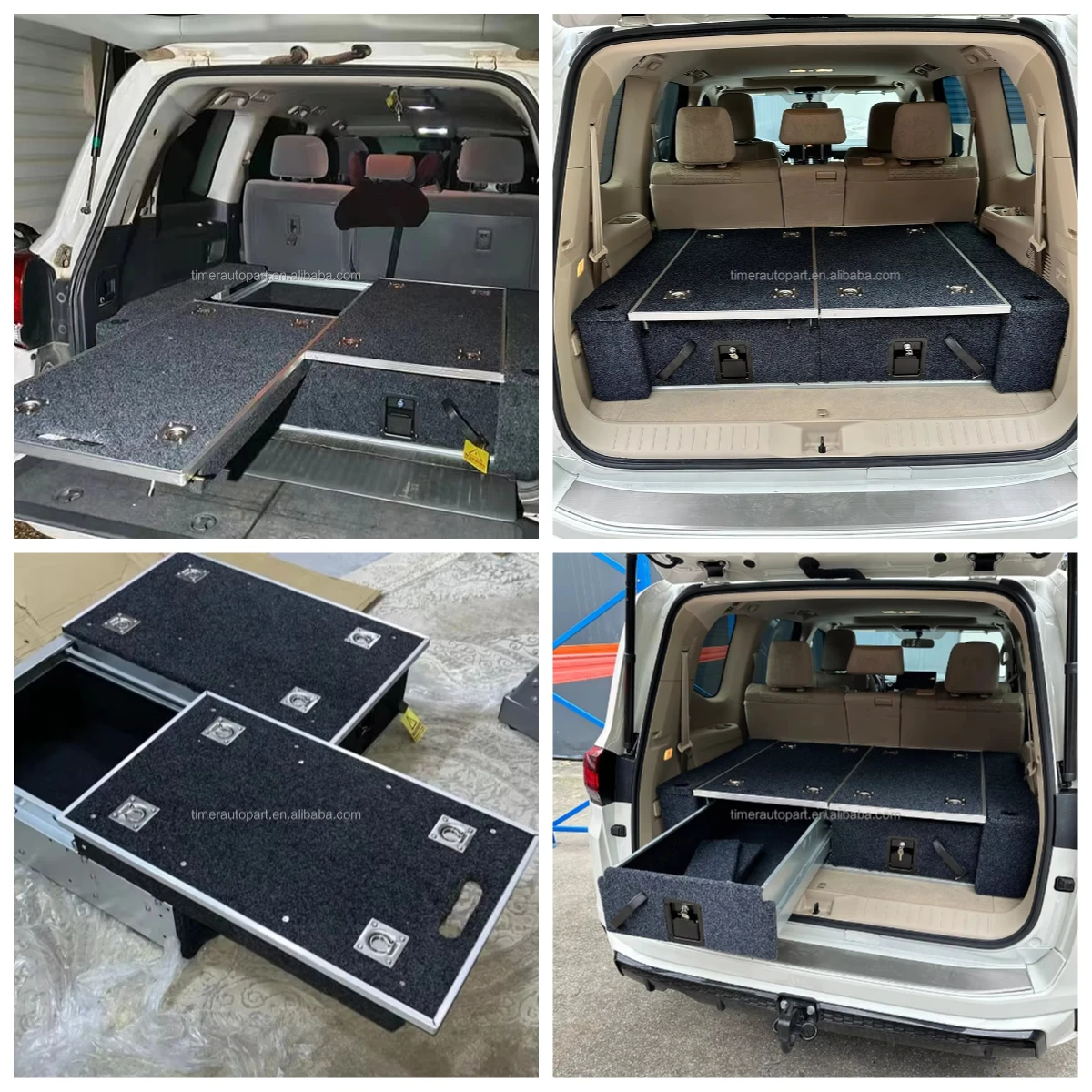 Offroad 4x4 Rear Cargo Vehicle Twin Storage Drawer Box System with Fridge Slider for Land Cruiser 80 100 150 200 300 Series