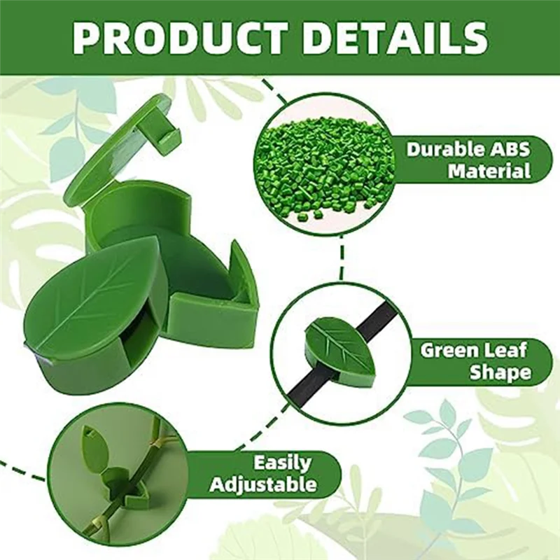 【Popular】30 PCS Invisible Plant Clips Plastic Clip For Climbing Plants, Self-Adhesive Plant Fixing Devices