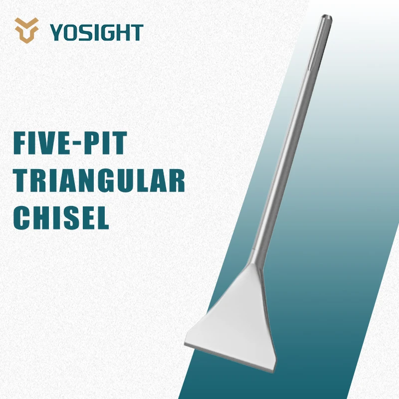 Heavy Duty 5-Pit Triangle Chisel - Sharp Carbide, Demolition Drilling Carving, Masonry Concrete Wood, Anti-Slip Rigid