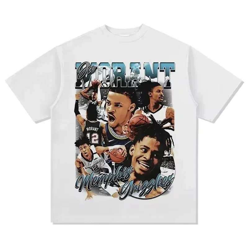 جا مورانت ممفيس وصول جديد قصير الأكمام تي شيرت القطن طاقم الرقبة الصيف القطن المحملة للرجال والأطفال عشاق كرة السلة