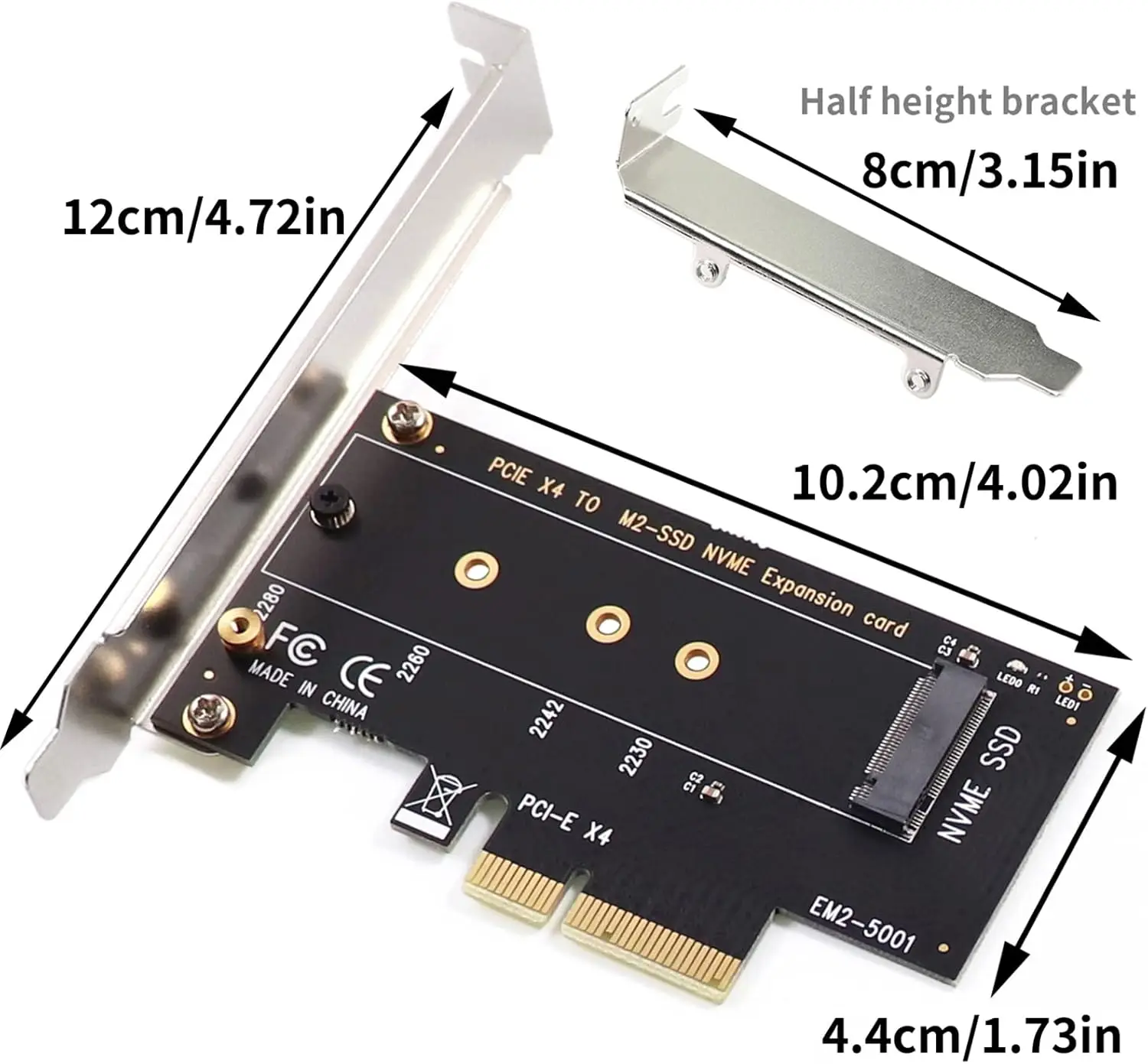 

M.2 NVMe PCIe Adapter Dual M2 SATA B Key and NVMe M Key SSD to PCI-e x4 Adapter Card for 2280 2260 2242 2230 SSD M.2 NVME Mkey
