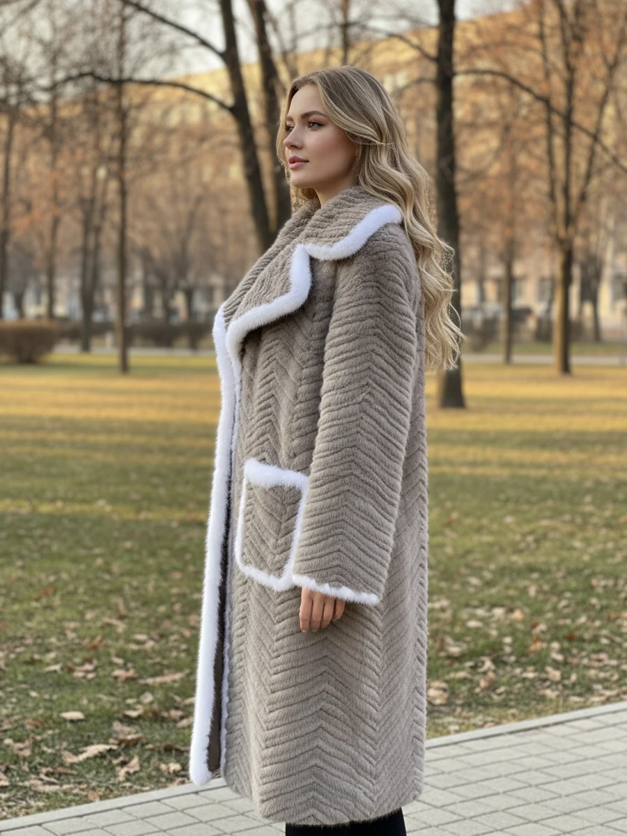HDHOHR 2025 abrigos de piel de visón Natural de alta calidad, abrigos de visón tejidos para mujer, chaquetas de piel de visón auténtica de invierno a la moda para mujer