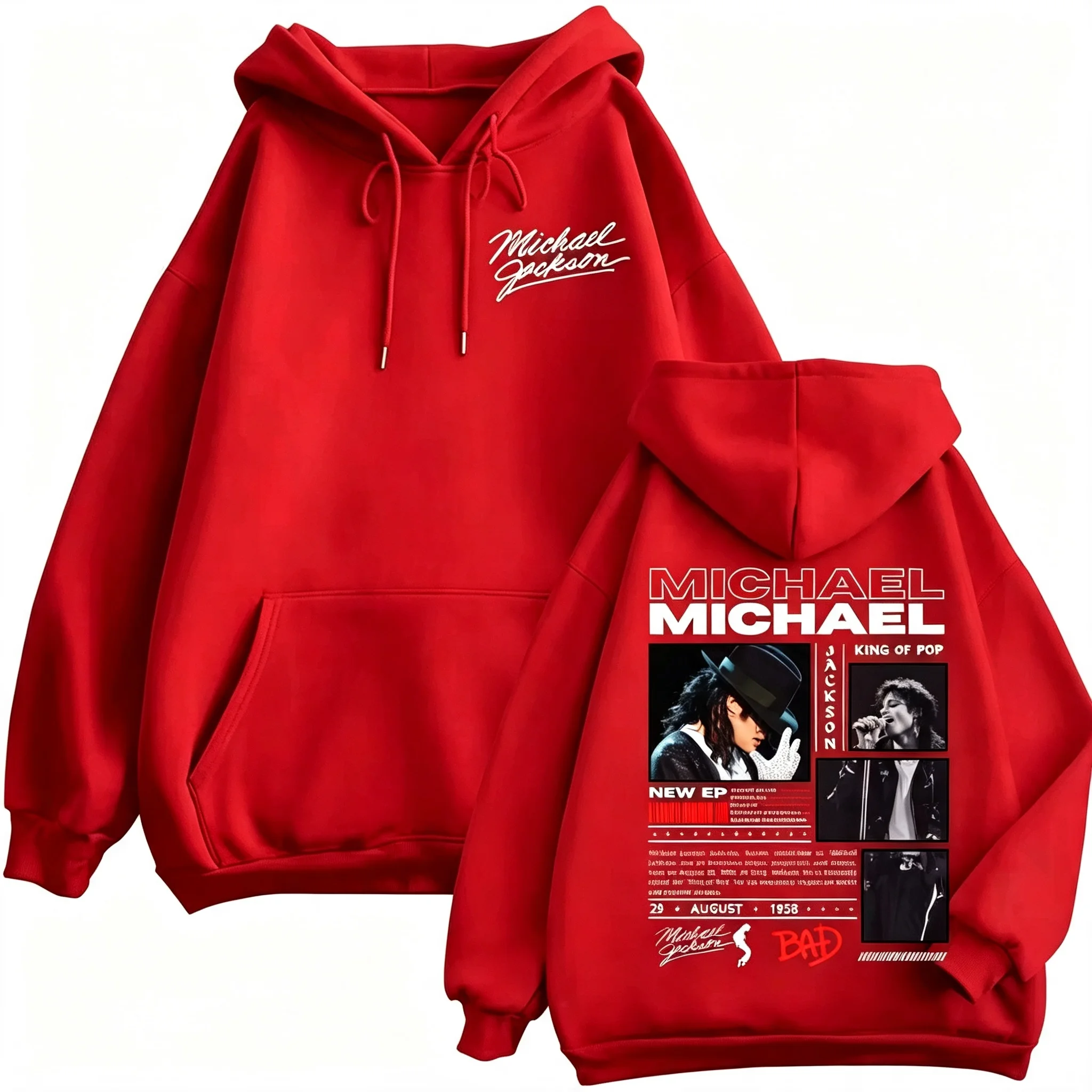 Sänger Michael Jackson Klassische Zipper-Hoodies Rock-Mode Vintage Zip-Up Pullover für Männer und Frauen Lässige Langarm-Sweatshirts – Detail 12