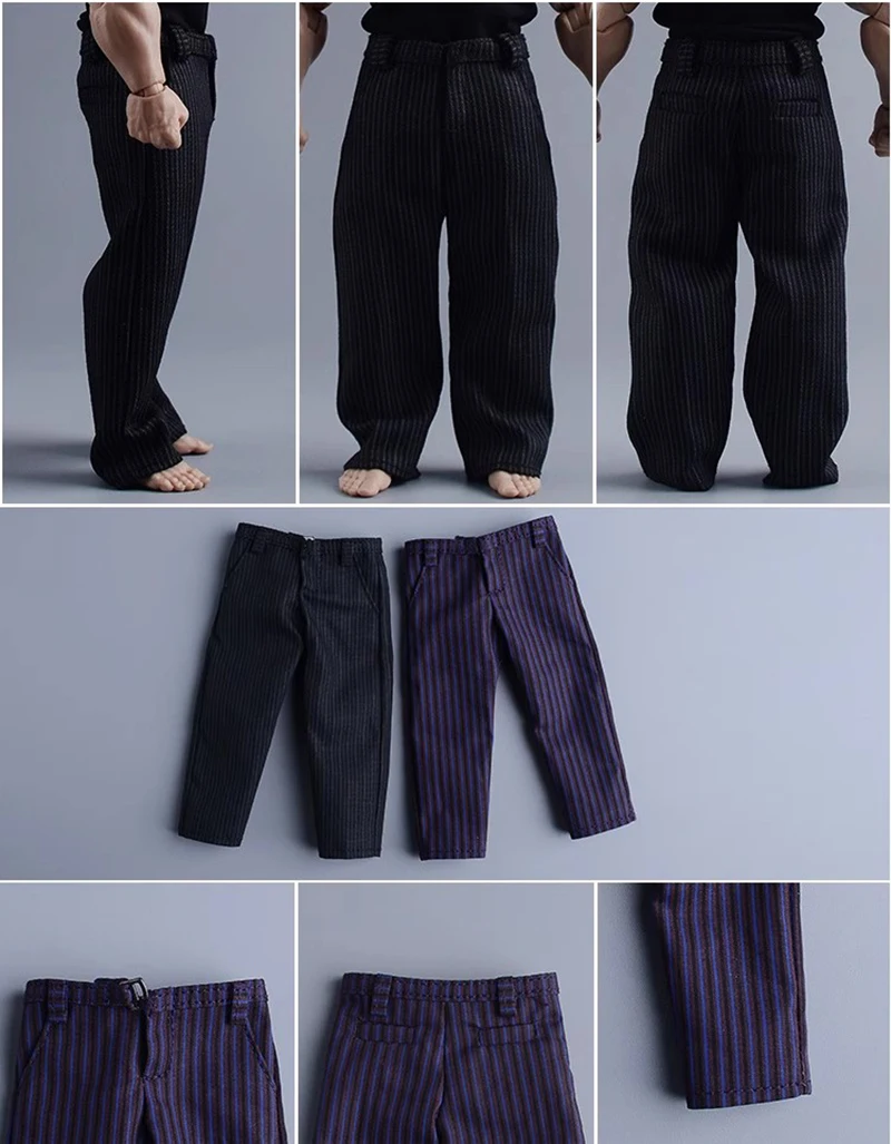 1/9 Scale Male Slim Striped Suit Trousers for Big-6in Super Strong Dolls ANAM Romankey Confucius Notaman NT03  Body Toys DIY
