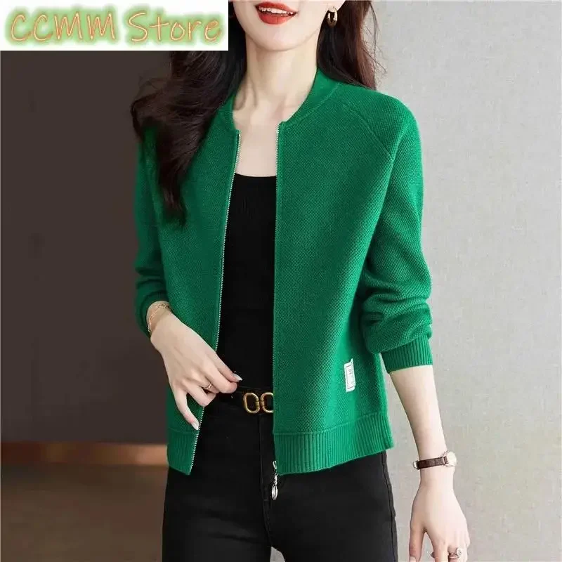 

Baseball Uniform Coat Women's Short Sweater Spring Autumn New Knitwear Loose Cardigan Jacket Female Fashion Outerwear Tops