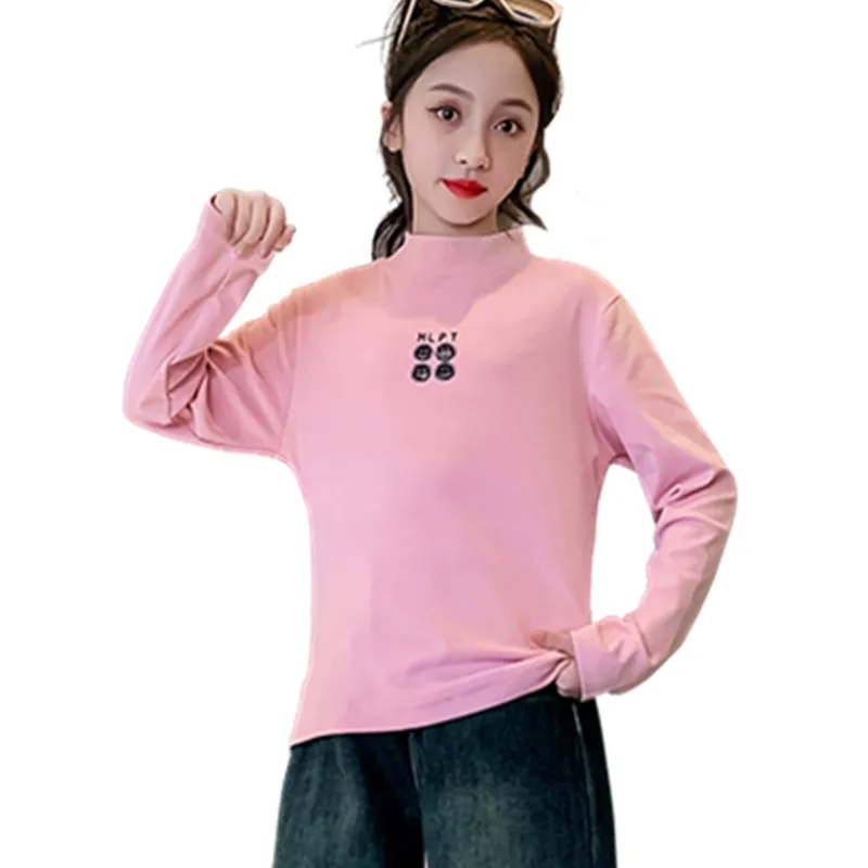 

100% Cotton Girls Autumn T-Shirt Long-Sleeve Baby Kids Tshirt for Children Clothes Cheap Prince Teens Costumes 5 7 9 11 13 14 Y