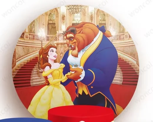 美女と野獣の丸い背景,プリンセスベルの誕生日の背景,美女と野獣のシリンダーカバー,ベビーシャワーの装飾