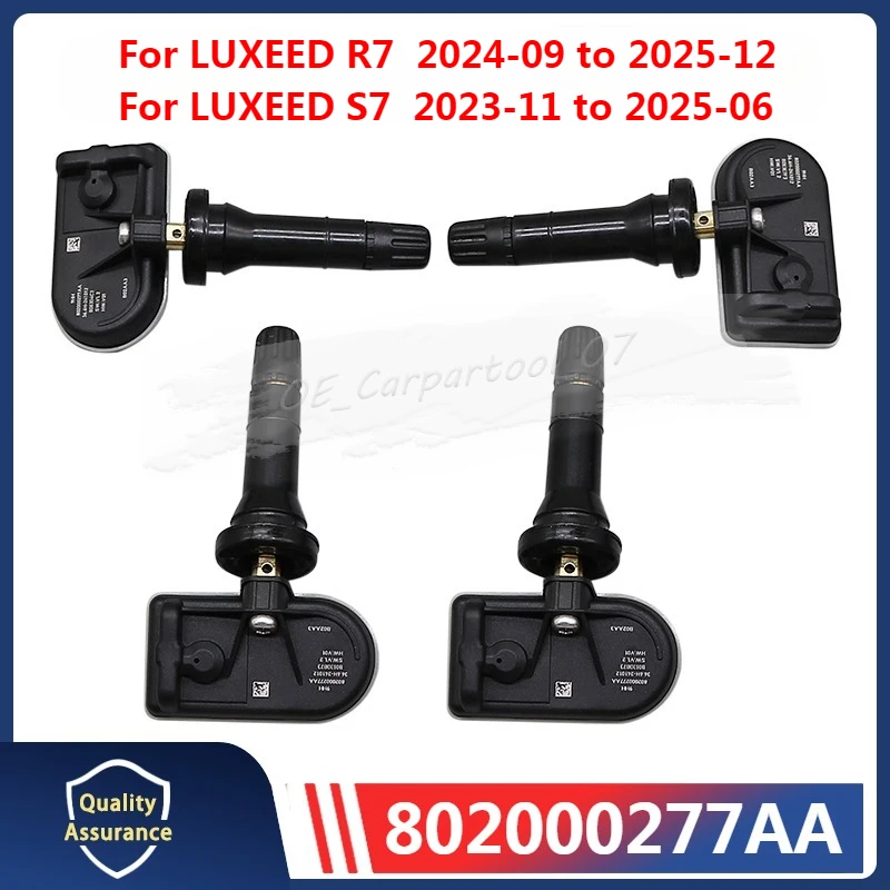 802000277AA مستشعر مراقبة ضغط الإطارات 4 قطعة/الوحدة لـ 2024-2025 LUXEED R7 S7 EXEED Exlantix ES Chery Tiggo 7 C-DM TPMS 433MHZ