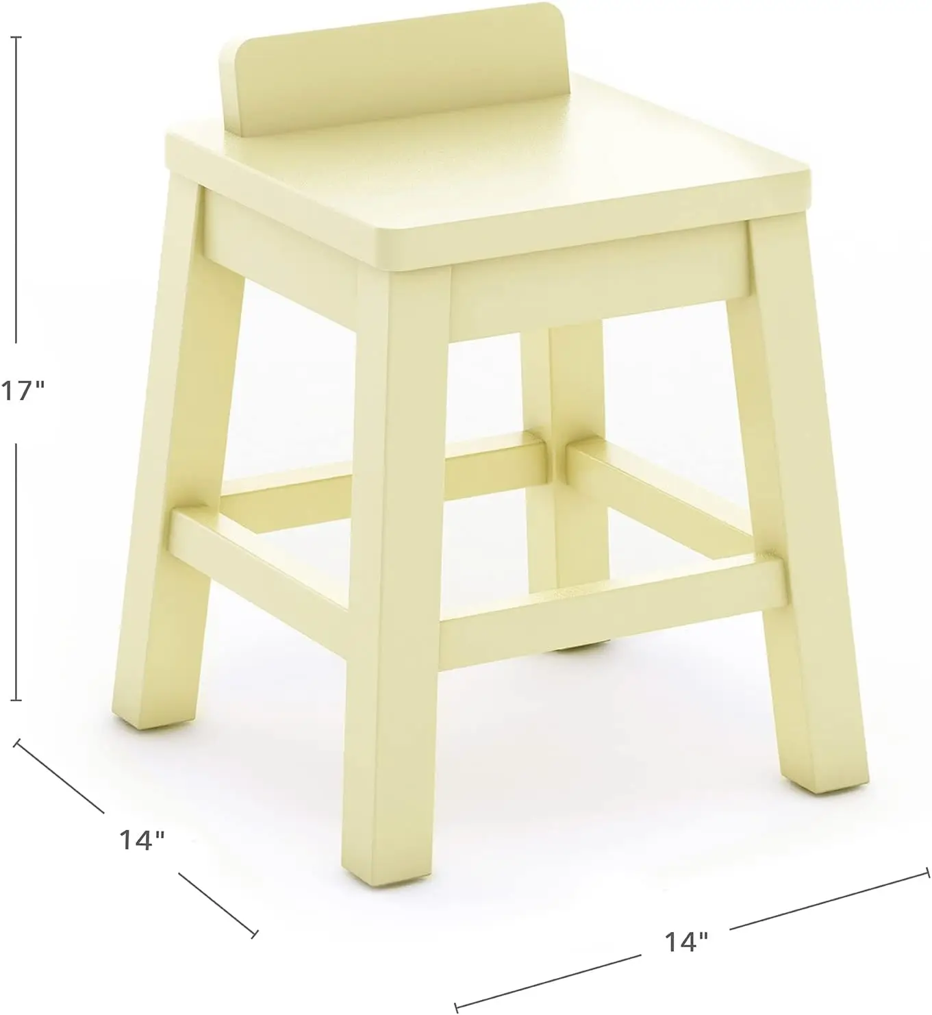 Crafting Kids' Stools Set of 2 - Pastel Yellow: Wooden Chairs for Kids Art Table with 15