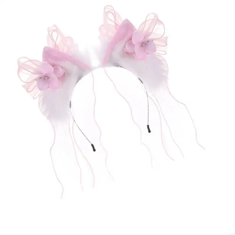 Harige Dierenoor Haarband voor Vrouwen Meisje Cosplay Anime Evenement Dressingup Hoofddeksels Fursuit Kostuum Props Accessoires