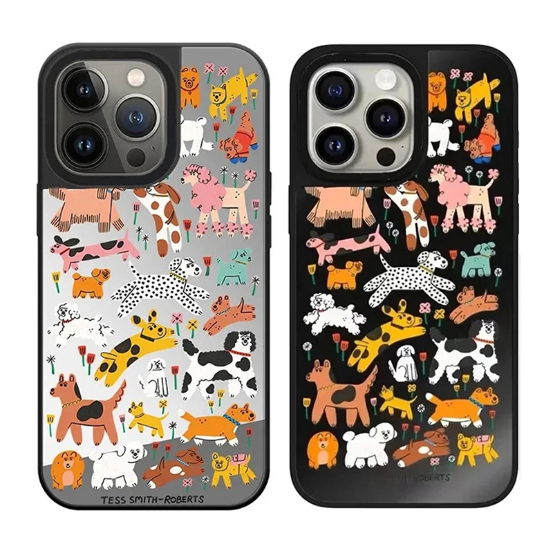 

Mirror Cartoon Animals Pattern iPhone 11 12 13 14 15 16 Pro Max Protective Case