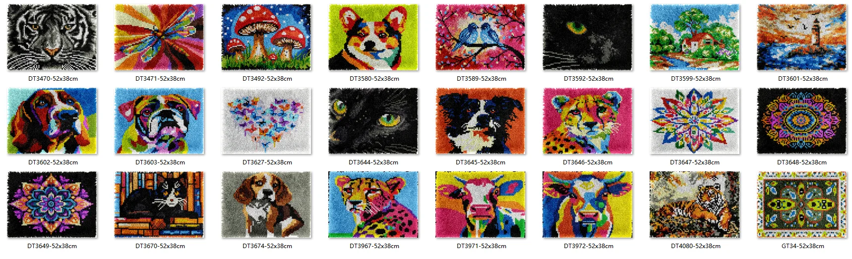 

Unfinished Acrylic Yarn Hook Kits, Embroidery Cushion, Front Cross Stitch, Carpet, 7 Latch, Top Selling 38-52CM Tigers New Top