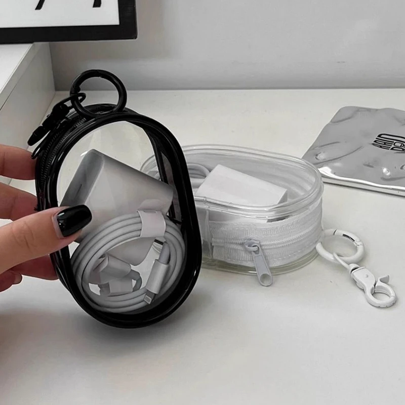 Transparent Pvc Box Keychain Jewelry Organizer Bag Toy Protect Clear Zipper Storage Case Pouch Wallet Cute Doll Bag Organization