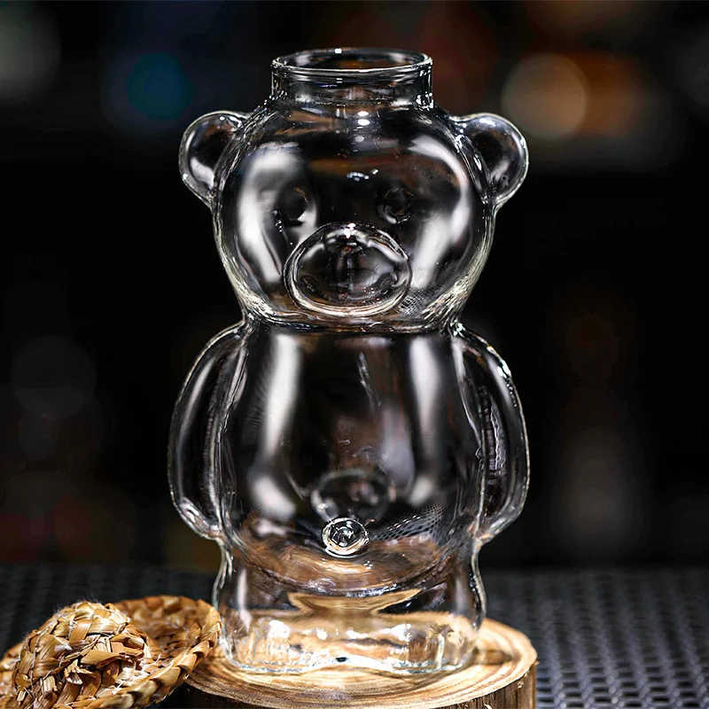 YWDL Bear Shape Glass Cup Coffee Mug Cute Cartoon Creative Glass Juice Cup Tea Cup Drinkware Halloween Party Decorations